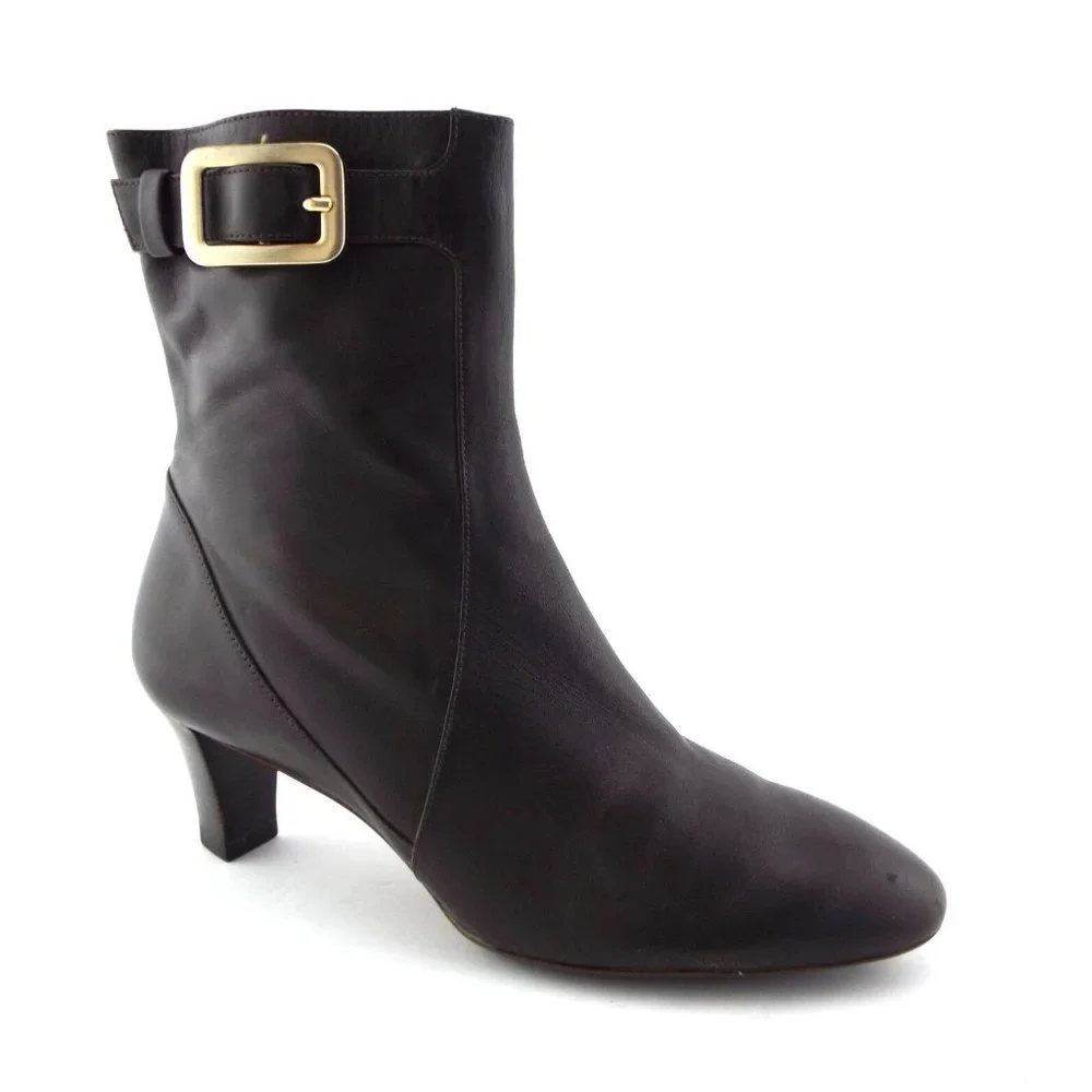 COLE HAAN Nike Air Brown Leather Buckled Bootie Heels 6.5